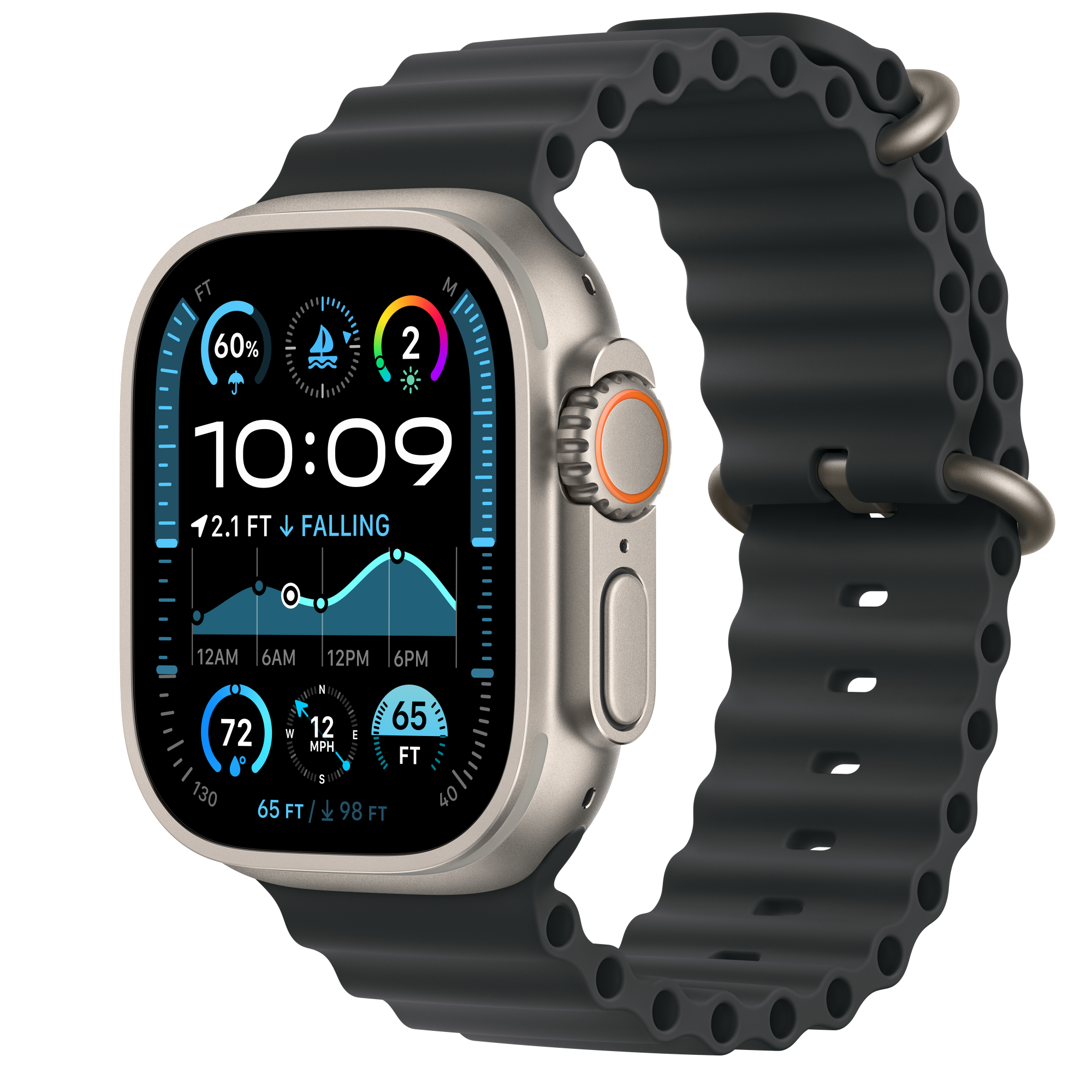 Apple Watch Ultra 2 - Cellular - 49mm - Natural Titanium with Black Ocean Band